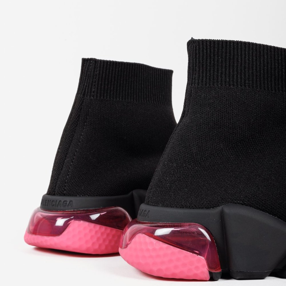 Balenciaga Black and Pink Speed LT Sneakers - Picture 9 of 12